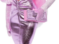 barbie hyv25 papusa "barbie deluxe style" cu părul roz într-o rochie lucioasă