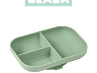beaba 5560 farfurie silicon cu ventuză cu 3 compartimente (verde)