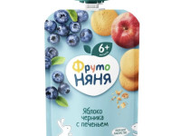 ФрутоНягя piure mere-afine-biscuiți 90g. (6 l+)