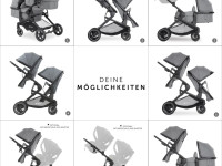 hauck carucior pentru gemeni 2in1 atlantic twin melange grey
