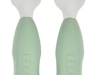 beaba set lingură și furculiță din oțel inoxidabil "first sage green" (10 luni+) b913580