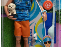 barbie hpt50 păpușă ken "fashionist" cu placă de surf