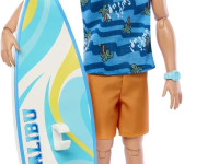 barbie hpt50 păpușă ken "fashionist" cu placă de surf