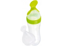 nuby id5459green Силиконовая бутылочка с 2 ложками "garden fresh" (6m+)