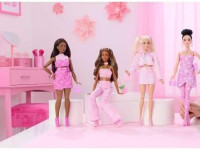 barbie jjn72 păpușa barbie "deluxe style fashion doll №12" &icirc;ntr-un top roz și blugi evazați