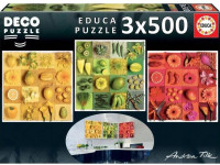 educa 18454 puzzle 3in1 "exotic fruits and flowers andrea tilk" (3х500 el.)
