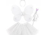 funny fashion zja359685 set aripi de fluture cu fustita, cerc si bagheta (alb/violet/roz)