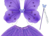 funny fashion zja359685 set aripi de fluture cu fustita, cerc si bagheta (alb/violet/roz)