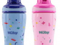 nuby nv04009 Поильник с трубочкой "neon flip it" 360 мл. (12 м+)