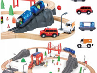tooky toy th683 set din lemn „calea ferată de pompieri”