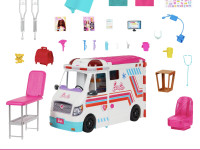barbie hkt79 Игровой набор 2в1 «Машина скорой помощи - Клиника Барби»