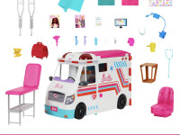 barbie hkt79 set de joaca 2în1 “ambulantă - clinica barbie”