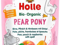 holle bio organic piure "pear pony" pere-piersici-zmeură-speltă (8 luni +) 100 gr.