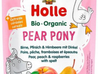holle bio organic piure "pear pony" pere-piersici-zmeură-speltă (8 luni +) 100 gr.