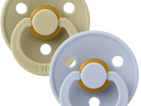bibs suzeta rotunda din latex color s khaki & dusty blue (0-6 luni) 2 buc.