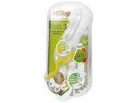 nuby id5459green biberon de silicon cu 2 linguri "garden fresh"  (6m+)