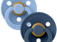 bibs Пустышка круглая латексная color sky blue & steel blue (0-6 м.) 2 шт.