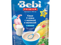 bebi premium Каша молочная ночная 3 злака с малиной и мелиссой (6+) 200 гр.