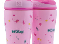 nuby nv04017pink set căni 2 buc."free flow pop-up sipper" 360 ml. (18 luni+)