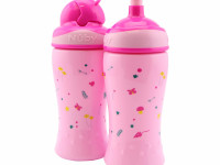 nuby nv04017pink set căni 2 buc."free flow pop-up sipper" 360 ml. (18 luni+)