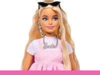 barbie hyv27 papusa "barbie deluxe style" blonda intr-o rochie roz pastel