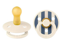 bibs suzeta rotunda din latex "studio" pin ivory & steel blue (6-18 luni) 2 buc.