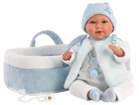 llorens 74011 păpușă interactivă "mimo lloron capazo celeste" (40 cm.)