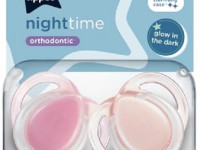 tommee tippee tt0486 suzeta simetrica "night time" roz (0-6 luni) 2 buc. 
