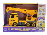 funky toys 61110 mașina - constructor camion de construcții cu macara cu sunete și lumini (30cm)