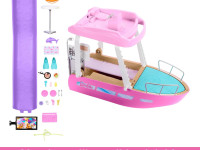 barbie hjv37 set de joacă "barbie dream boat" cu piscină, tobogan și 20 de accesorii