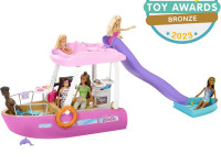 barbie hjv37 set de joacă "barbie dream boat" cu piscină, tobogan și 20 de accesorii