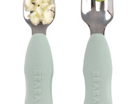 beaba set lingură și furculiță din oțel inoxidabil "first sage green" (10 luni+) b913580