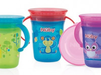 nuby nv0414001 cana anti-varsare 360 ° cu mânere și capac 240 ml. (6 m +)