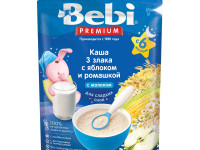 bebi premium terci cu lapte 3 cereale cu măr și mușețel (6 m+) 200 gr.