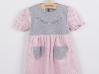 new baby 41963 rochie pink-grey 62cm (3-6luni)