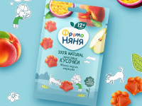 ФрутоНяня bucăți de mere, piersici și fructul pasiunii 15 g. (12 l+)