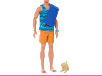 barbie hpt50 păpușă ken "fashionist" cu placă de surf