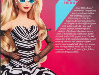 barbie hrm58 papusa de colectie "65 anniversary" blonda in rochie alb-negru