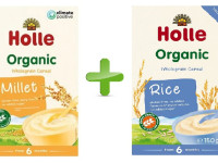 holle bio organic set de terci  orez + mei (6 luni+) 150 g.