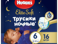 Подгузники-трусики huggies elite soft ночные 6 (15-25кг.) 16шт.