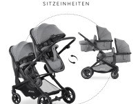 hauck carucior pentru gemeni 2in1 atlantic twin melange grey