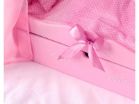 722191 pătuț pentru păpuși cu baldachin si lenjerie de pat "diamond princes" (roz)