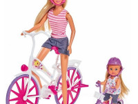 simba 5733045 set de joc "steffi și evie: plimbare cu bicicleta"