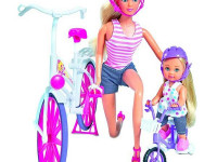 simba 5733045 set de joc "steffi și evie: plimbare cu bicicleta"