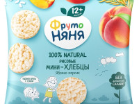ФрутоНяня mini-paine crocanta de orez cu mere și piersici 30 gr. (12 luni+)