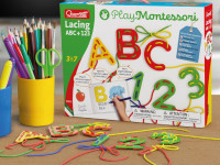 quercetti 2808 joc cu sireturi "montessori abc+123"