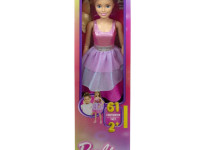 barbie hjy02 papusa barbie mare intr-o rochie roz stralucitor (71 cm.)