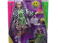 barbie hhn10 papusa "extra" intr-o rochie verde neon cu un animal de companie