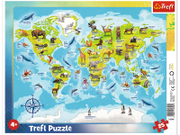 trefl 31340 puzzle "harta lumii cu animale" (25 el.)