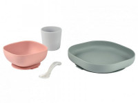 beaba 4256 set de masa din silicon (4 piese) eucalipt/roz